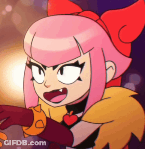 Close Up Cartoon Character With Pink Hair GIF