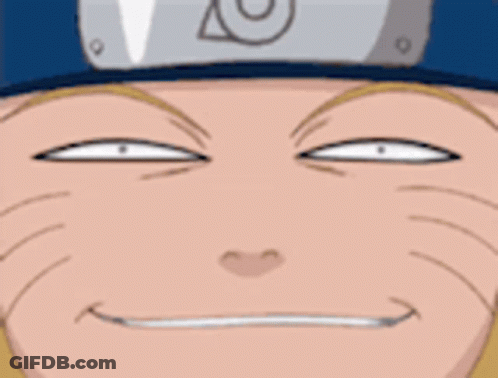 Close-Up Cartoon Character Yellow Face Red Eyes Blue Background GIF