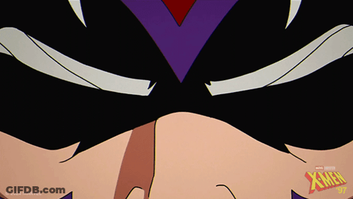 Close-Up Cartoon Eyes With X-Men Logo GIF