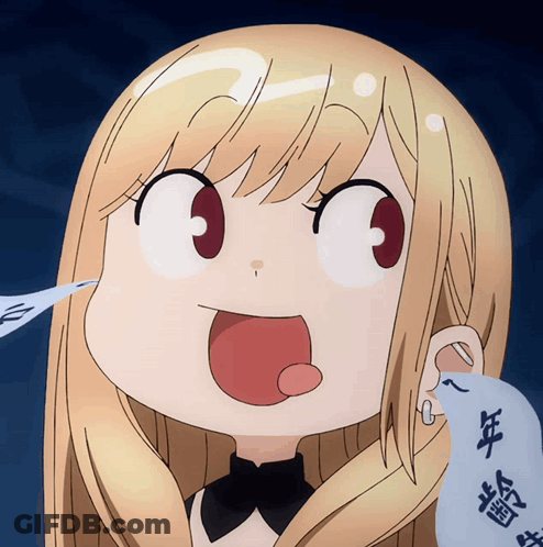 Close Up Cartoon Girl With Chinese Writing GIF