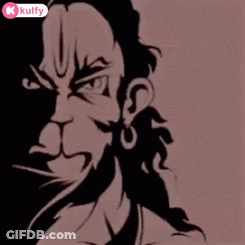 Close-Up Cartoon Monkey With Beard And Earrings GIF
