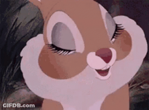Close Up Cartoon Rabbit Eyes Closed Smiling GIF