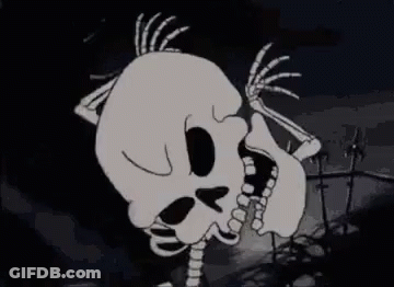 Close Up Cartoon Skull With Mouth Open GIF
