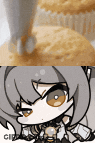 Close Up Cupcake And Cartoon Character GIF