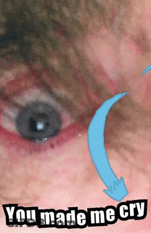 Close Up Eye With Arrow Saying You Made Me Cry GIF