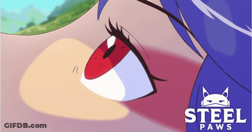 Close Up Eye With Text Steel Paws GIF