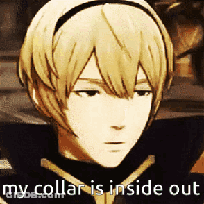 Close Up Face Saying My Collar Is Inside Out GIF