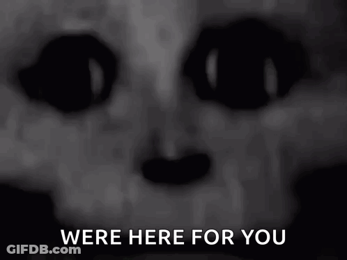 Close Up Face Saying Were Here For You GIF