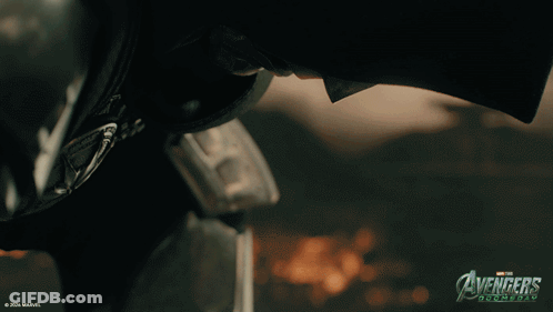 Close Up Face With Avengers Logo GIF