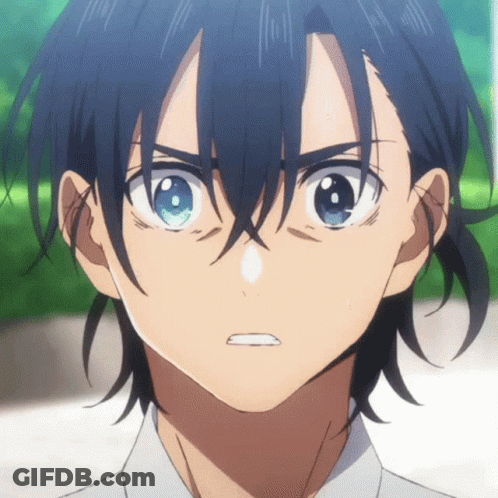 Close Up Face With Blue Eyes And Black Hair GIF