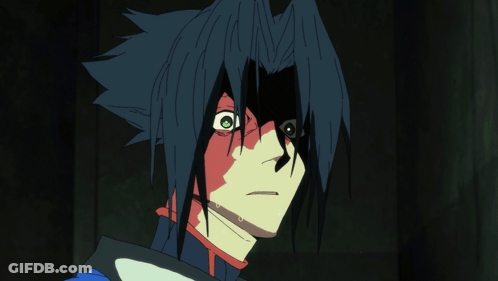 Close Up Face With Blue Hair And Green Eyes GIF