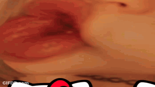 Close Up Face With Hello Kitty Icon GIF