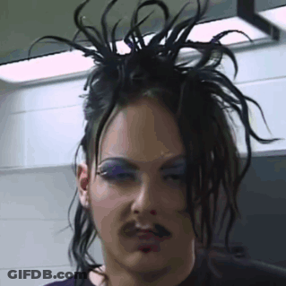 Close Up Face With Mustache And Purple Eye Shadow GIF