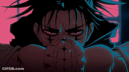 Close-Up Face With Pink And Blue Background GIF