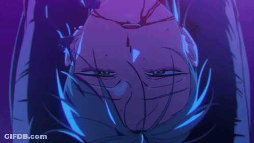 Close Up Face With Purple And Blue Lights GIF