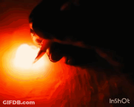 Close-Up Face With Red Light Behind GIF