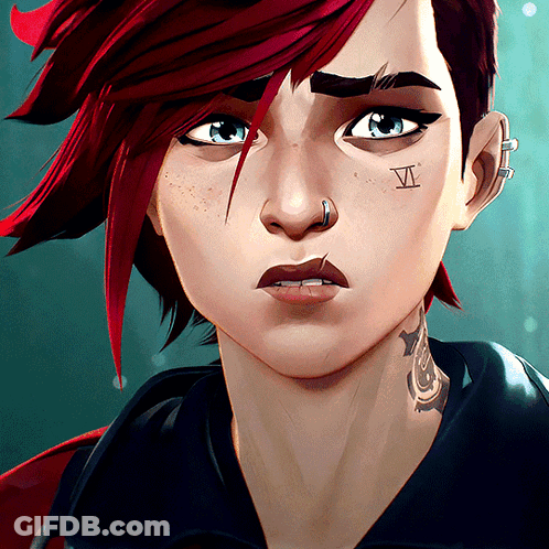 Close-Up Face With Roman Numeral VI Tattoo GIF