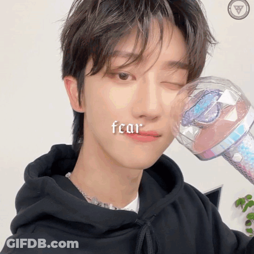 Close Up Face With Word Fear GIF