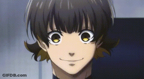 Close Up Face With Yellow Eye And Smile GIF