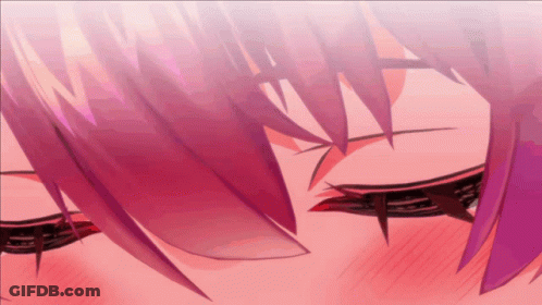Close Up Girl With Purple Hair And Red Eyes GIF