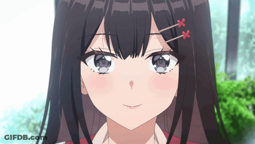 Close Up Girl With Red Flower In Hair GIF