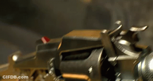 Close Up Gun With Play Button GIF