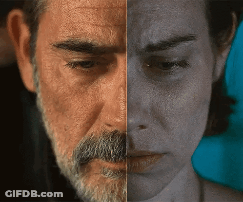 Close Up Man And Woman On Blue Background GIF