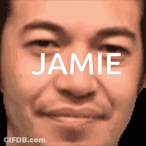 Close Up Man Face With Name Jamie GIF