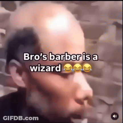 Close Up Man Head Saying Bro's Barber Is A Wizard GIF