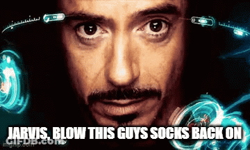 Close Up Man Jarvis Blow This Guys Socks Back On GIF