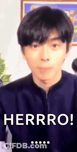 Close-Up Man's Face With Herrro GIF