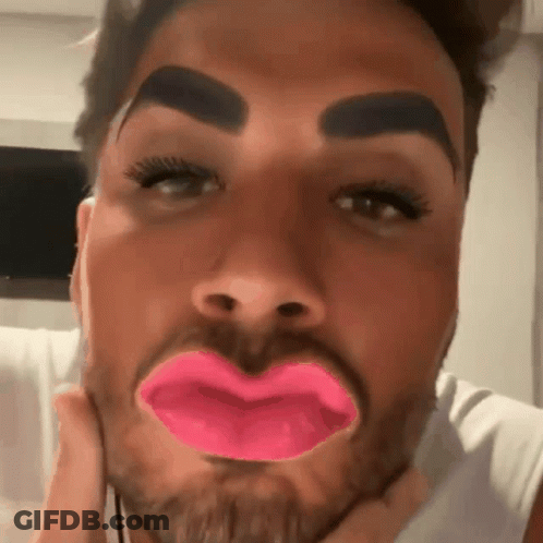 Close Up Man's Face With Pink Lips And Beard GIF
