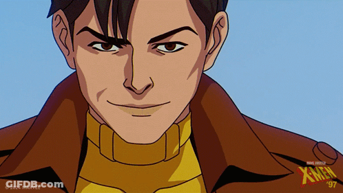 Close Up Man's Face With X-Men Logo GIF