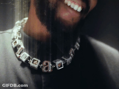Close-Up Man's Neck With Number 8 Necklace GIF