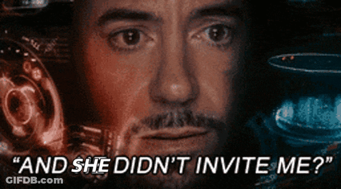 Close Up Man Saying And She Didn't Invite Me GIF
