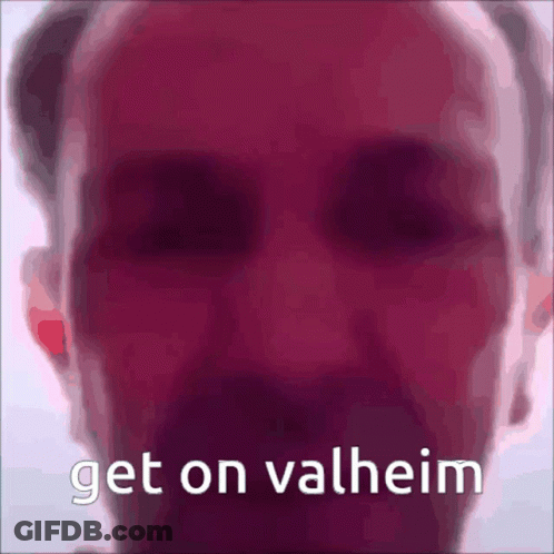 Close Up Man Saying Get On Valheim GIF