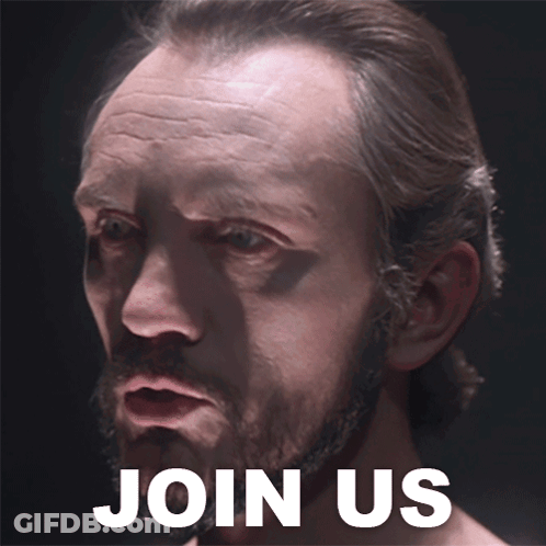Close Up Man Saying Join Us GIF