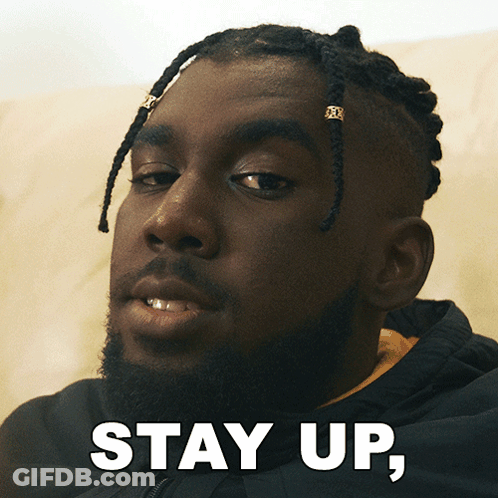 Close Up Man Saying Stay Up GIF