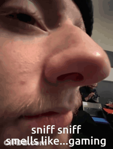 Close Up Nose Sniff Sniff Smells Like Gaming GIF
