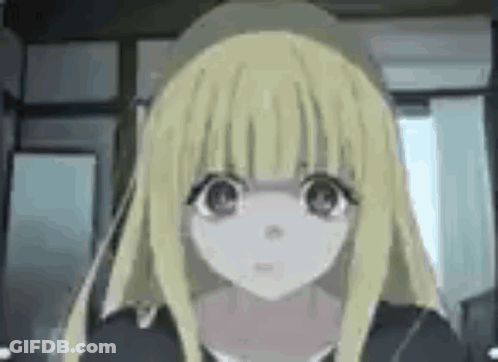 Close Up Of Anime Girl With Blonde Hair And Big Eyes GIF