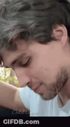 Close Up Of Bearded Man In Blue Shirt GIF