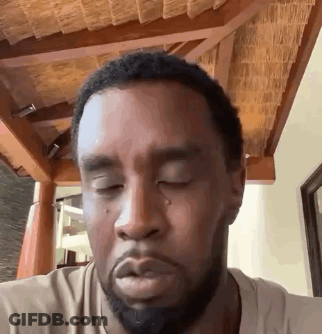 Close Up Of Bearded Man With Eyes Closed GIF