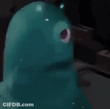 Close Up Of Blue Monster With Pink Eye GIF
