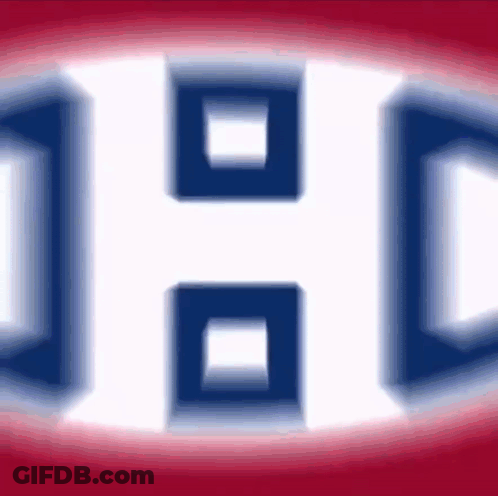 Close Up Of Canadiens Logo On Red And White GIF