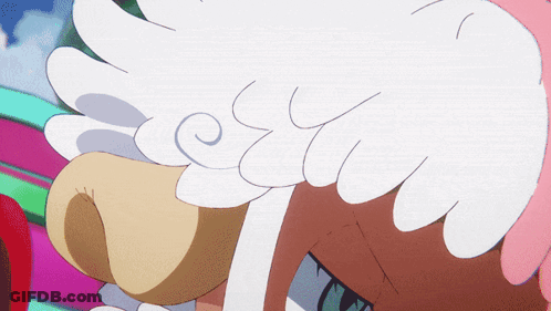 Close Up Of Cartoon Character Face With White Wings GIF