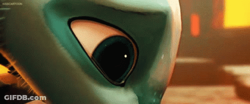 Close Up Of Cartoon Character's Face With Big Eye GIF
