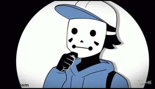 Close Up Of Cartoon Character With White Face GIF