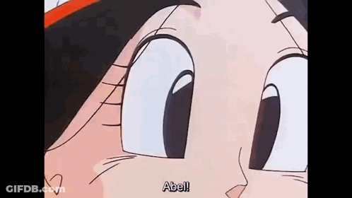 Close Up Of Cartoon Eyes With Abel Written Below GIF