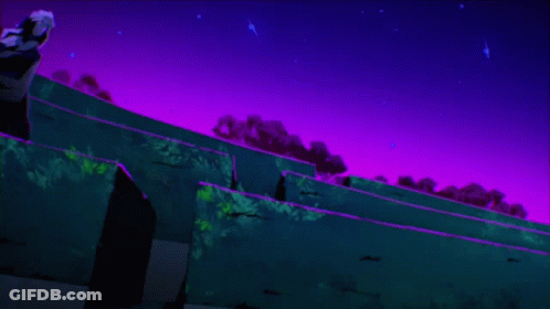 Close Up Of Cartoon Face With Purple And Red Background GIF