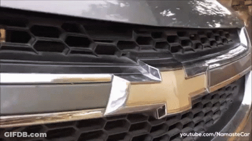 Close Up Of Chevrolet Grille With Youtube.com/Namastecar GIF